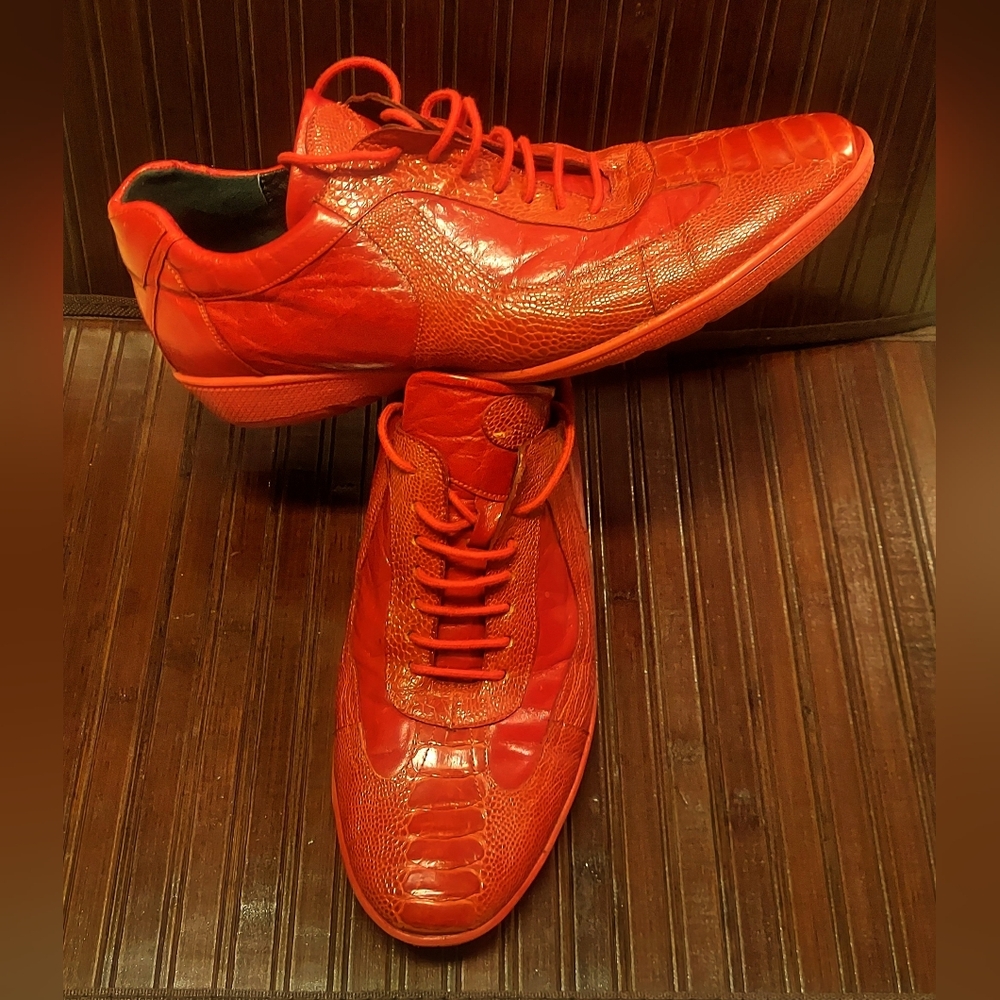 EXOTIX ZAPATO CLASICO BOTA WOMEN'S RED ALLIGATOR LACEUP CASUAL OXFORDS SIZE 9 A